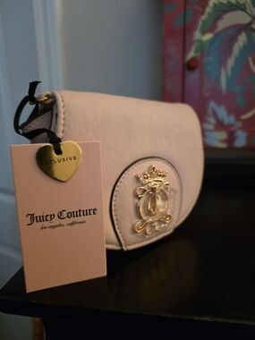 Juicy Couture Small Blush Pink Crossbody Bag with Gold Crest